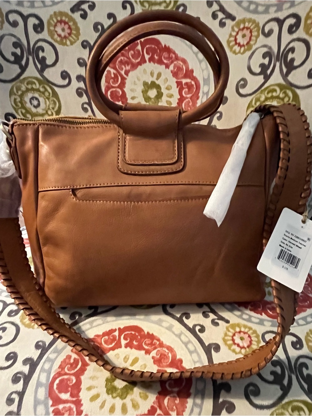 HOBO International Medium Shelia Tan Laser-Cut Leather Satchel with Top Handles - Picture 5 of 8